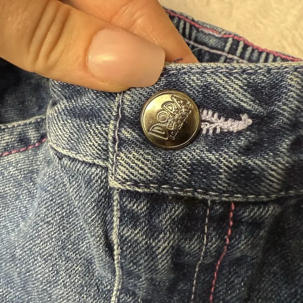Y2K Dora The Explorer Jeans Toddler Size 5T Nick Jr. Kids XS Floral Embroidered